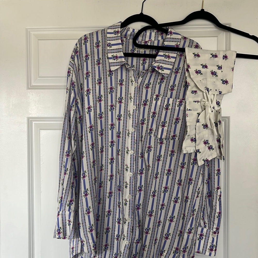 For Love and Lemons Button Down Shirt and Matching Corset